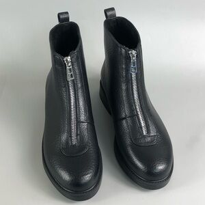 AEROSOLES Palmira Women’s Black Front-Zip Leather Ankle Boots Size 7.5W